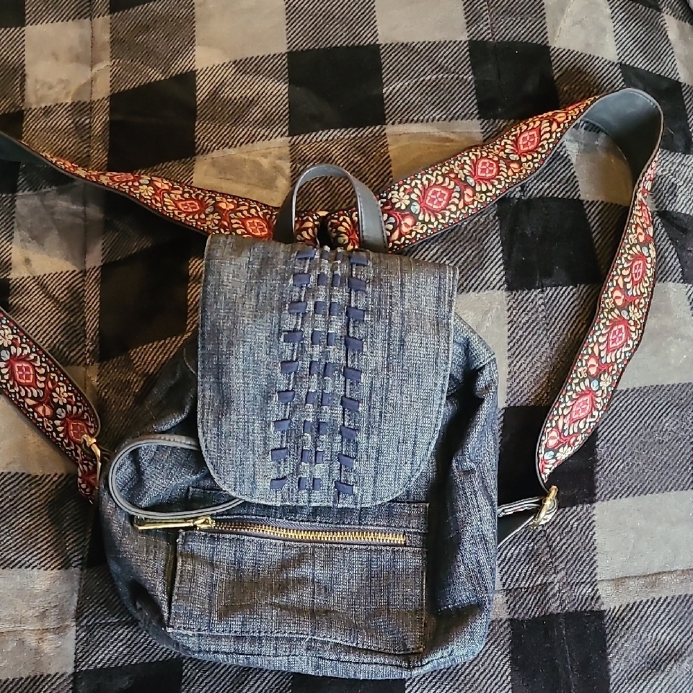 Steve Madden Blue Backpack with Denim Finish